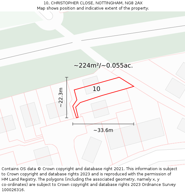 10, CHRISTOPHER CLOSE, NOTTINGHAM, NG8 2AX: Plot and title map
