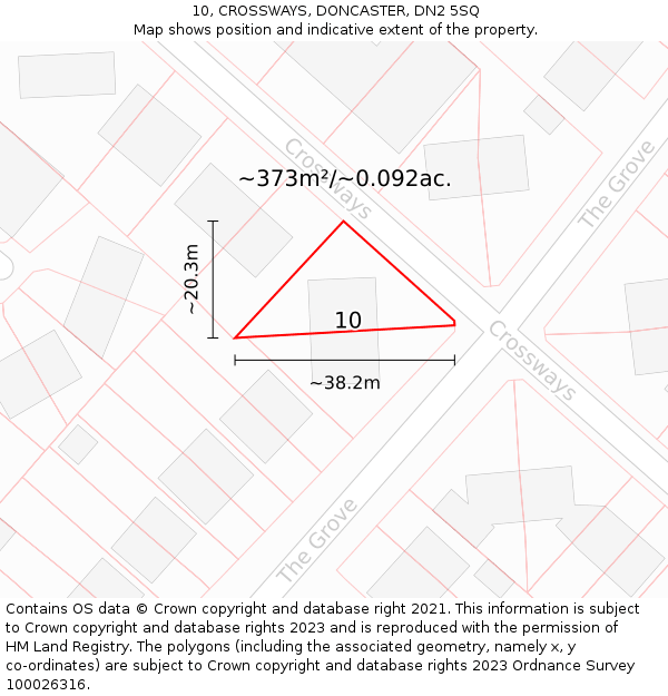 10, CROSSWAYS, DONCASTER, DN2 5SQ: Plot and title map