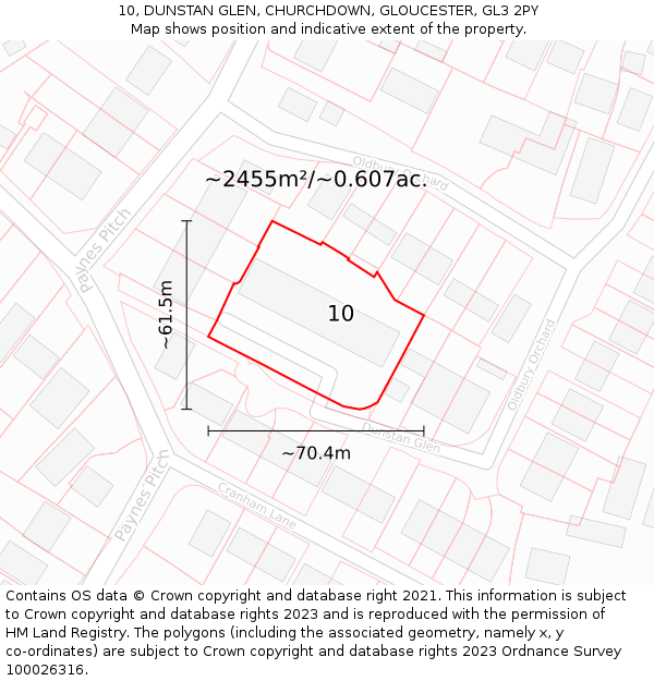 10, DUNSTAN GLEN, CHURCHDOWN, GLOUCESTER, GL3 2PY: Plot and title map