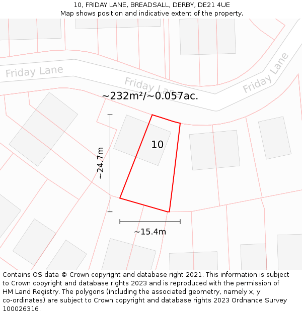 10, FRIDAY LANE, BREADSALL, DERBY, DE21 4UE: Plot and title map