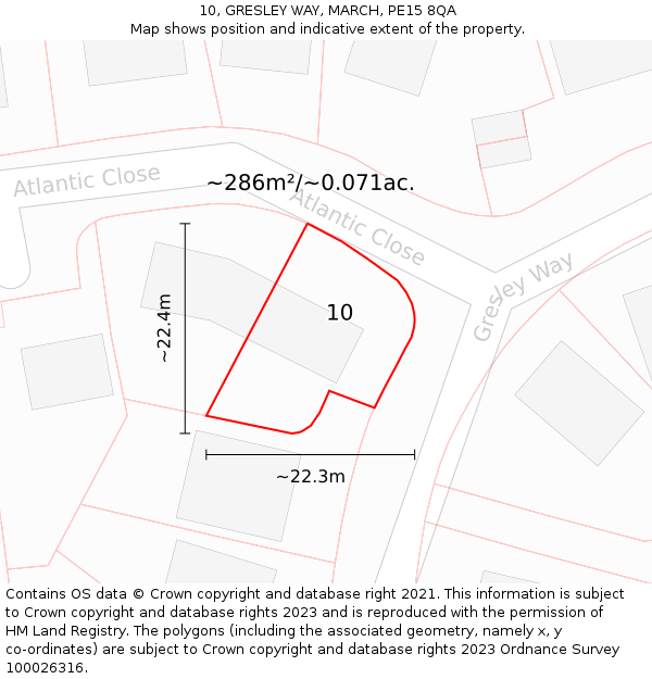 10, GRESLEY WAY, MARCH, PE15 8QA: Plot and title map
