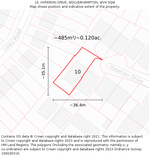 10, HYPERION DRIVE, WOLVERHAMPTON, WV4 5QW: Plot and title map
