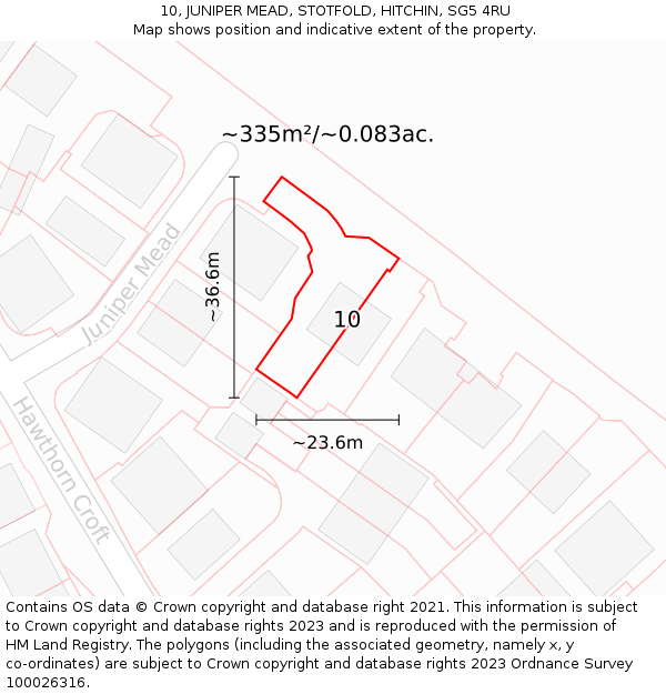 10, JUNIPER MEAD, STOTFOLD, HITCHIN, SG5 4RU: Plot and title map