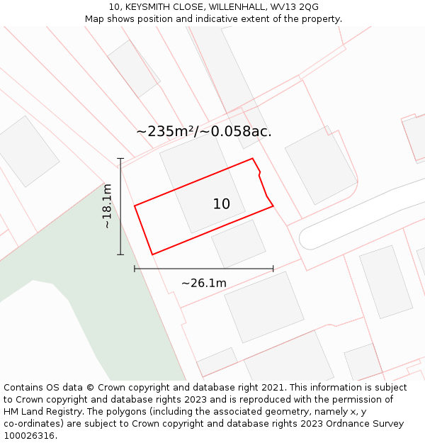 10, KEYSMITH CLOSE, WILLENHALL, WV13 2QG: Plot and title map