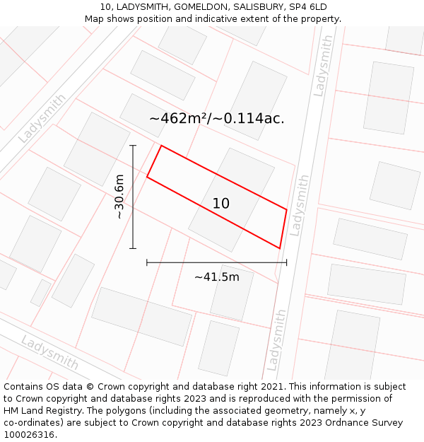 10, LADYSMITH, GOMELDON, SALISBURY, SP4 6LD: Plot and title map