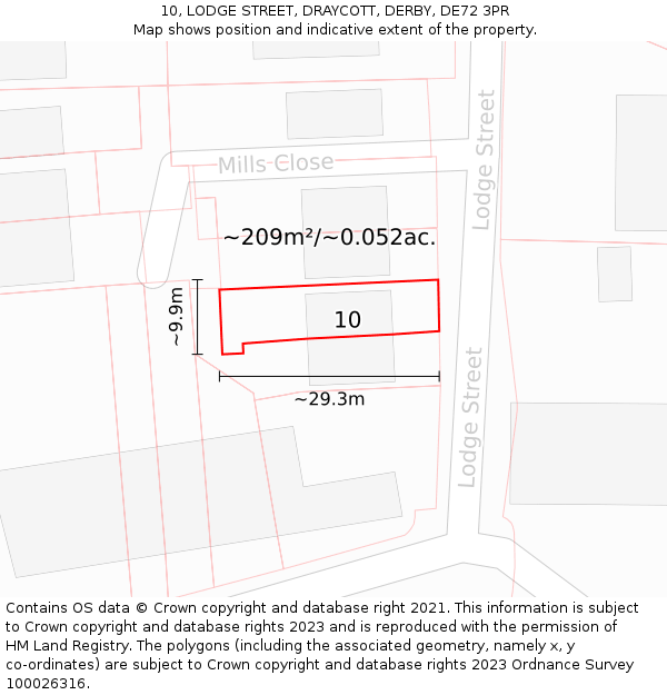 10, LODGE STREET, DRAYCOTT, DERBY, DE72 3PR: Plot and title map