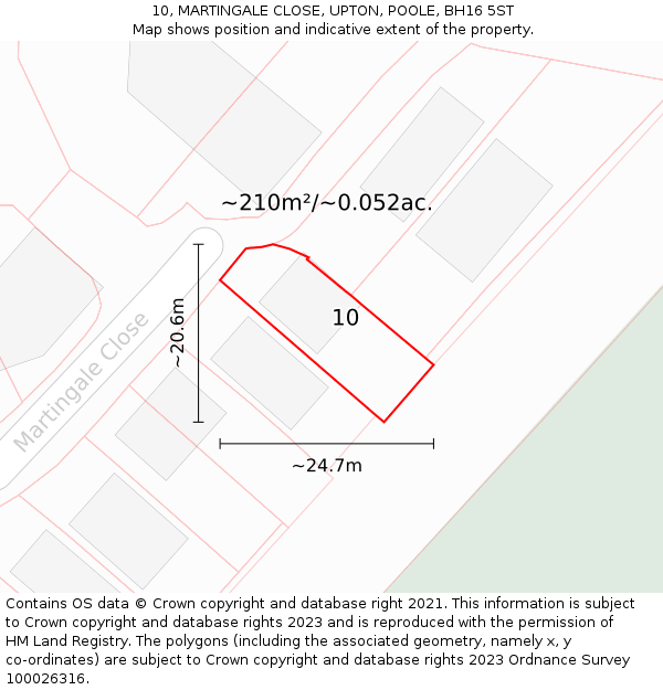 10, MARTINGALE CLOSE, UPTON, POOLE, BH16 5ST: Plot and title map
