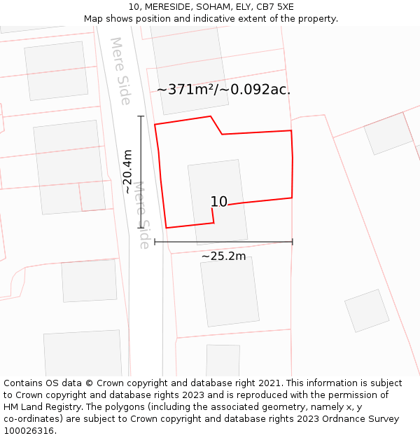 10, MERESIDE, SOHAM, ELY, CB7 5XE: Plot and title map