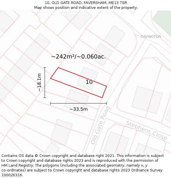 10, OLD GATE ROAD, FAVERSHAM, ME13 7SR: Plot and title map