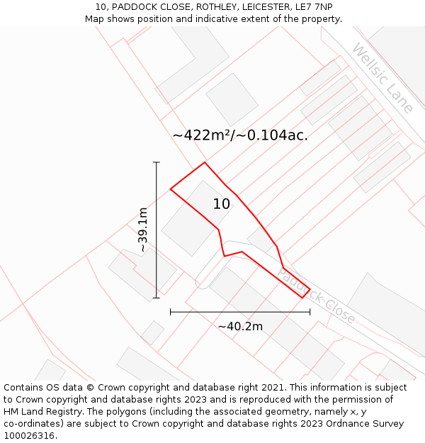 10, PADDOCK CLOSE, ROTHLEY, LEICESTER, LE7 7NP: Plot and title map