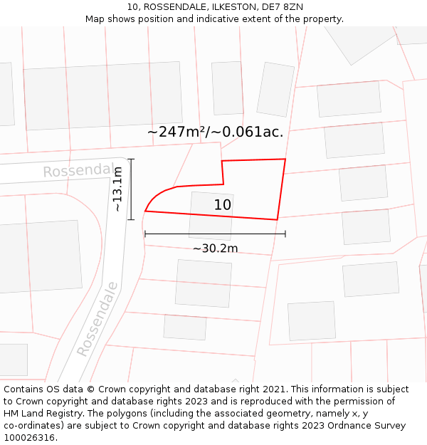 10, ROSSENDALE, ILKESTON, DE7 8ZN: Plot and title map