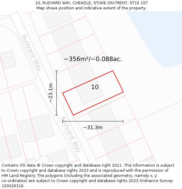 10, RUDYARD WAY, CHEADLE, STOKE-ON-TRENT, ST10 1ST: Plot and title map
