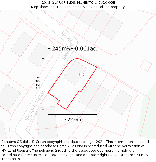 10, SKYLARK FIELDS, NUNEATON, CV10 0GE: Plot and title map