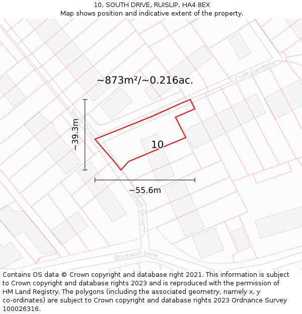 10, SOUTH DRIVE, RUISLIP, HA4 8EX: Plot and title map
