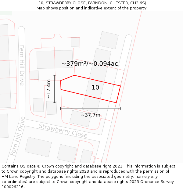10, STRAWBERRY CLOSE, FARNDON, CHESTER, CH3 6SJ: Plot and title map
