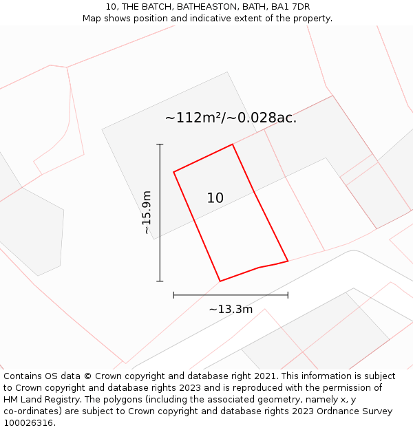 10, THE BATCH, BATHEASTON, BATH, BA1 7DR: Plot and title map