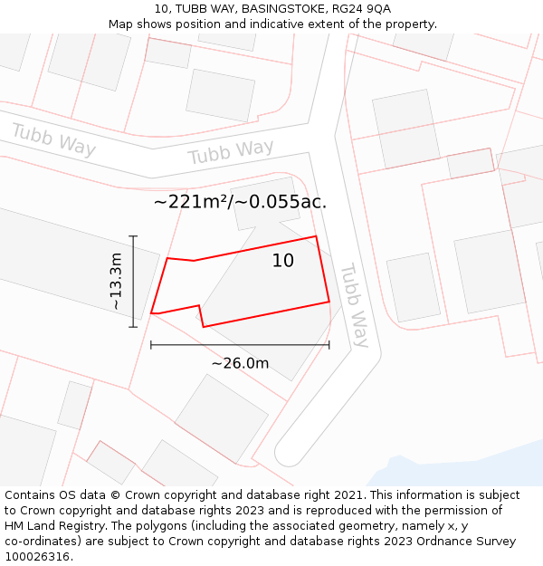 10, TUBB WAY, BASINGSTOKE, RG24 9QA: Plot and title map