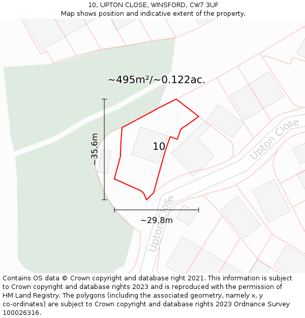10, UPTON CLOSE, WINSFORD, CW7 3UF: Plot and title map
