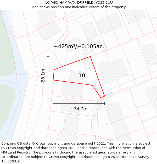 10, WICKHAM WAY, DRIFFIELD, YO25 6UU: Plot and title map