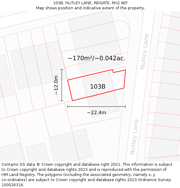 103B, NUTLEY LANE, REIGATE, RH2 9EF: Plot and title map