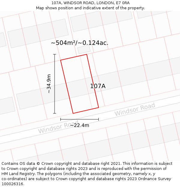 107A, WINDSOR ROAD, LONDON, E7 0RA: Plot and title map