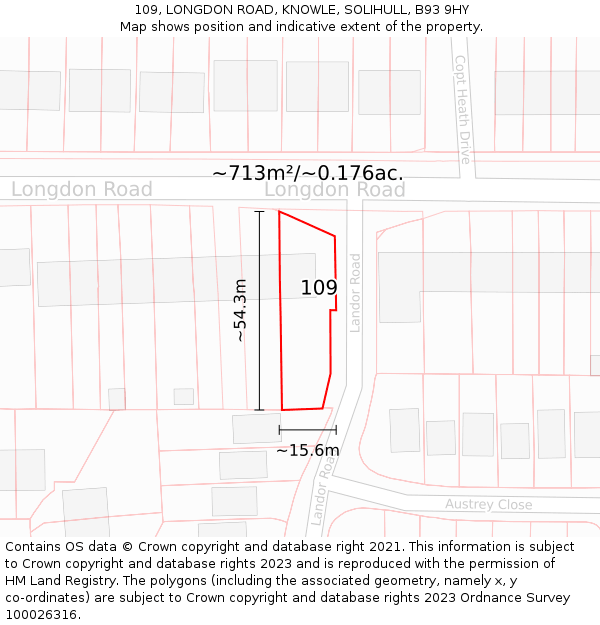 109, LONGDON ROAD, KNOWLE, SOLIHULL, B93 9HY: Plot and title map