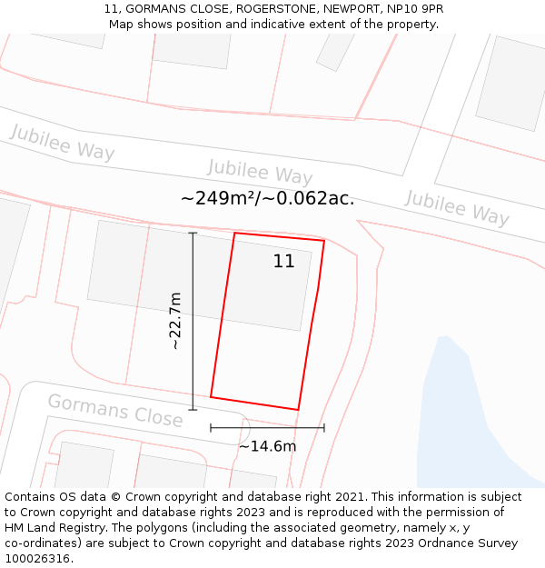 11, GORMANS CLOSE, ROGERSTONE, NEWPORT, NP10 9PR: Plot and title map