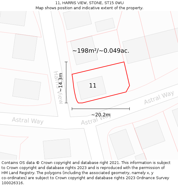 11, HARRIS VIEW, STONE, ST15 0WU: Plot and title map