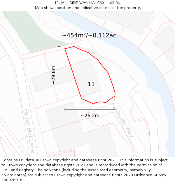 11, MILLSIDE WAY, HALIFAX, HX3 9JU: Plot and title map
