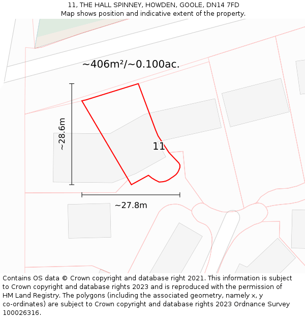 11, THE HALL SPINNEY, HOWDEN, GOOLE, DN14 7FD: Plot and title map