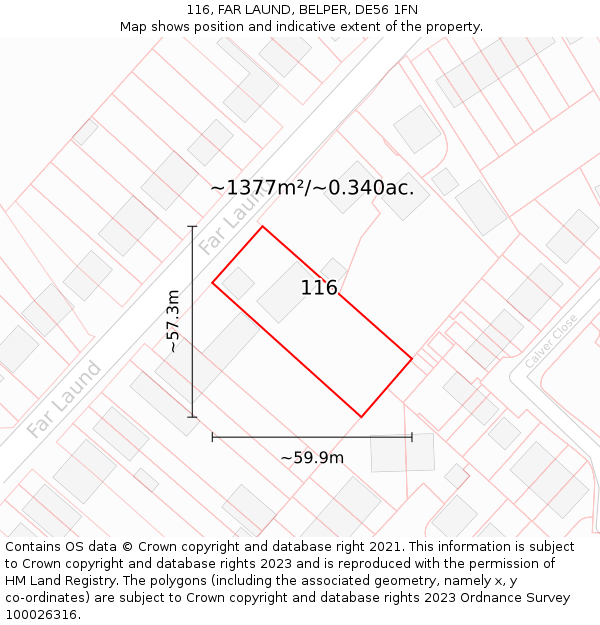 116, FAR LAUND, BELPER, DE56 1FN: Plot and title map