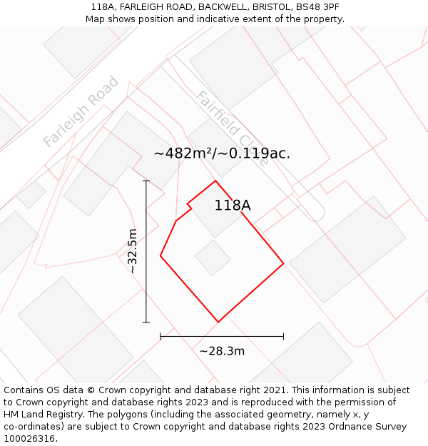 118A, FARLEIGH ROAD, BACKWELL, BRISTOL, BS48 3PF: Plot and title map