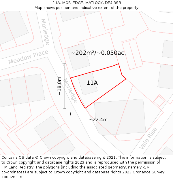 11A, MORLEDGE, MATLOCK, DE4 3SB: Plot and title map