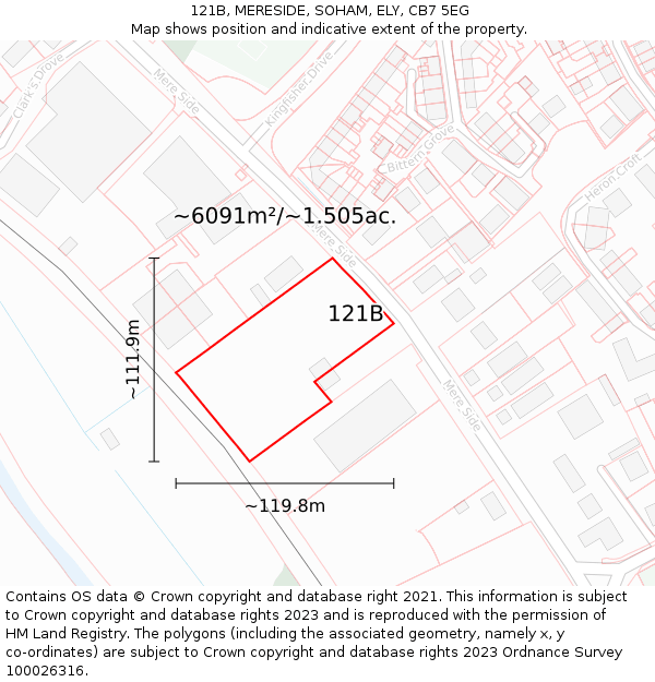 121B, MERESIDE, SOHAM, ELY, CB7 5EG: Plot and title map