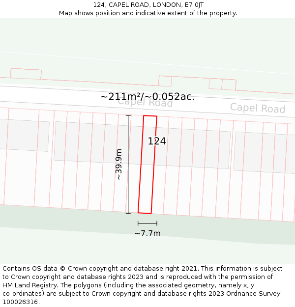 124, CAPEL ROAD, LONDON, E7 0JT: Plot and title map