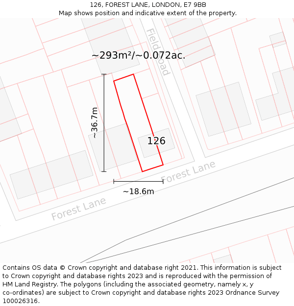 126, FOREST LANE, LONDON, E7 9BB: Plot and title map