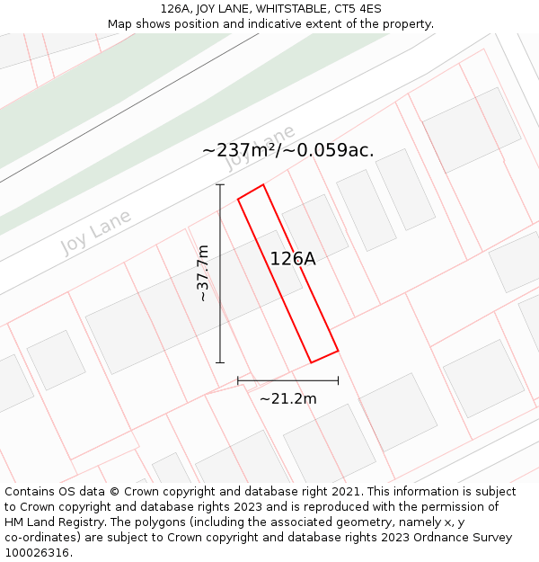 126A, JOY LANE, WHITSTABLE, CT5 4ES: Plot and title map