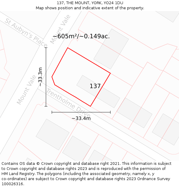 137, THE MOUNT, YORK, YO24 1DU: Plot and title map