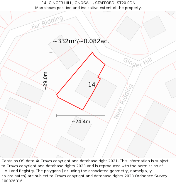 14, GINGER HILL, GNOSALL, STAFFORD, ST20 0DN: Plot and title map