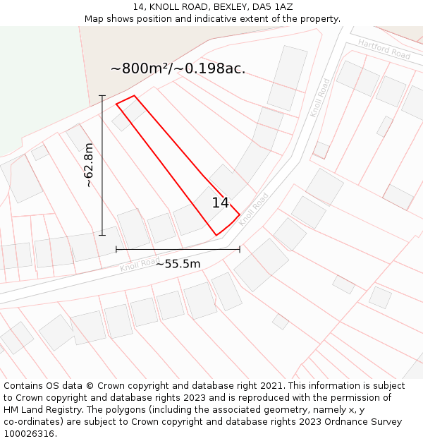 14, KNOLL ROAD, BEXLEY, DA5 1AZ: Plot and title map