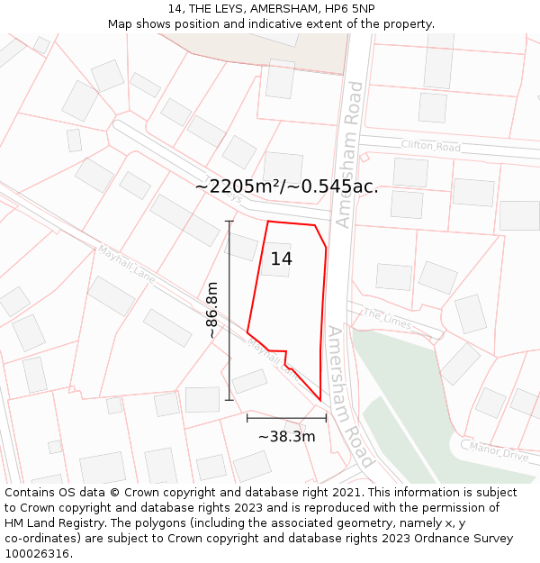14, THE LEYS, AMERSHAM, HP6 5NP: Plot and title map