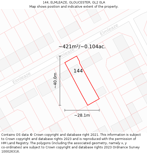 144, ELMLEAZE, GLOUCESTER, GL2 0LA: Plot and title map