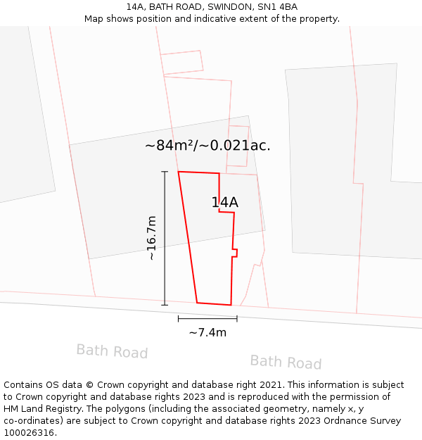 14A, BATH ROAD, SWINDON, SN1 4BA: Plot and title map