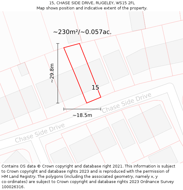 15, CHASE SIDE DRIVE, RUGELEY, WS15 2FL: Plot and title map