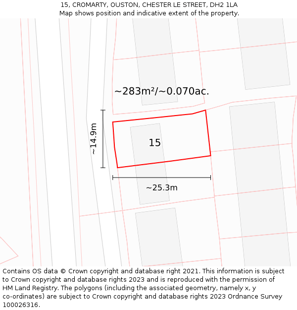 15, CROMARTY, OUSTON, CHESTER LE STREET, DH2 1LA: Plot and title map