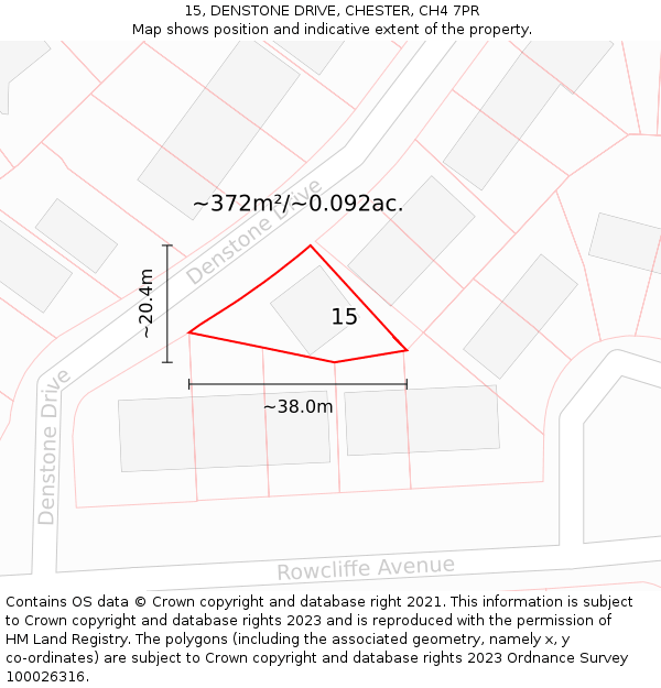 15, DENSTONE DRIVE, CHESTER, CH4 7PR: Plot and title map