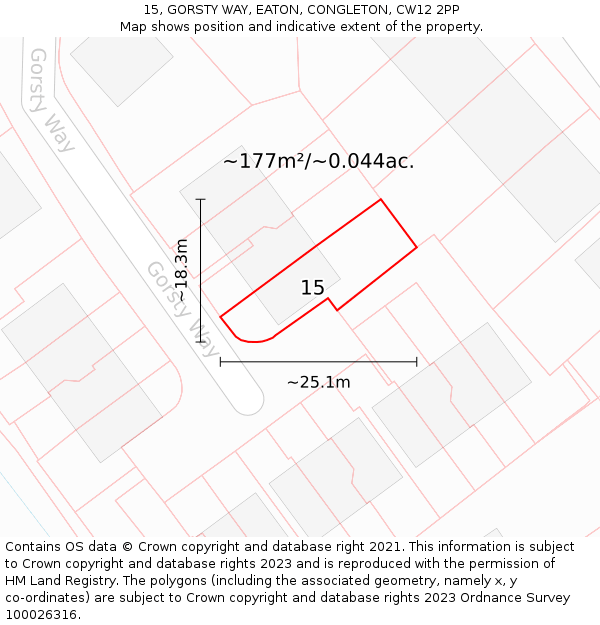 15, GORSTY WAY, EATON, CONGLETON, CW12 2PP: Plot and title map