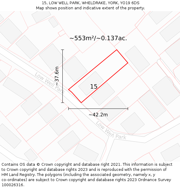 15, LOW WELL PARK, WHELDRAKE, YORK, YO19 6DS: Plot and title map