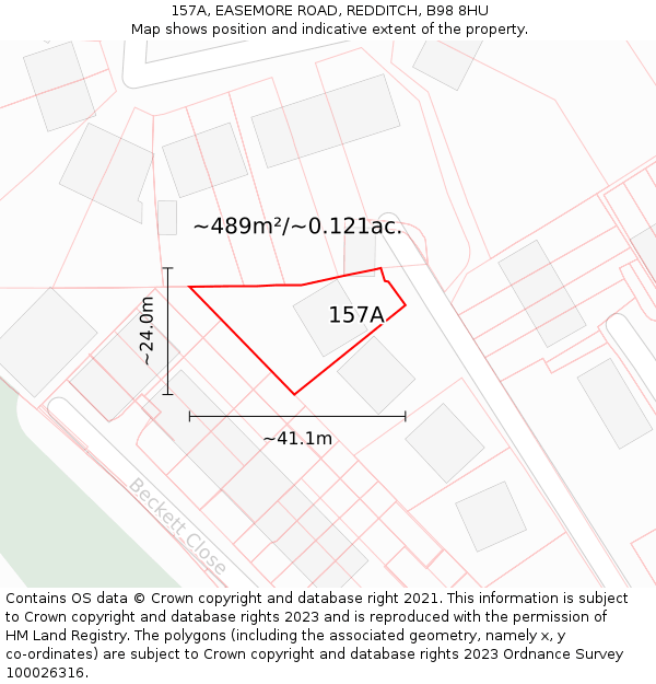 157A, EASEMORE ROAD, REDDITCH, B98 8HU: Plot and title map