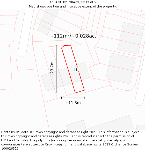 16, ASTLEY, GRAYS, RM17 6UY: Plot and title map